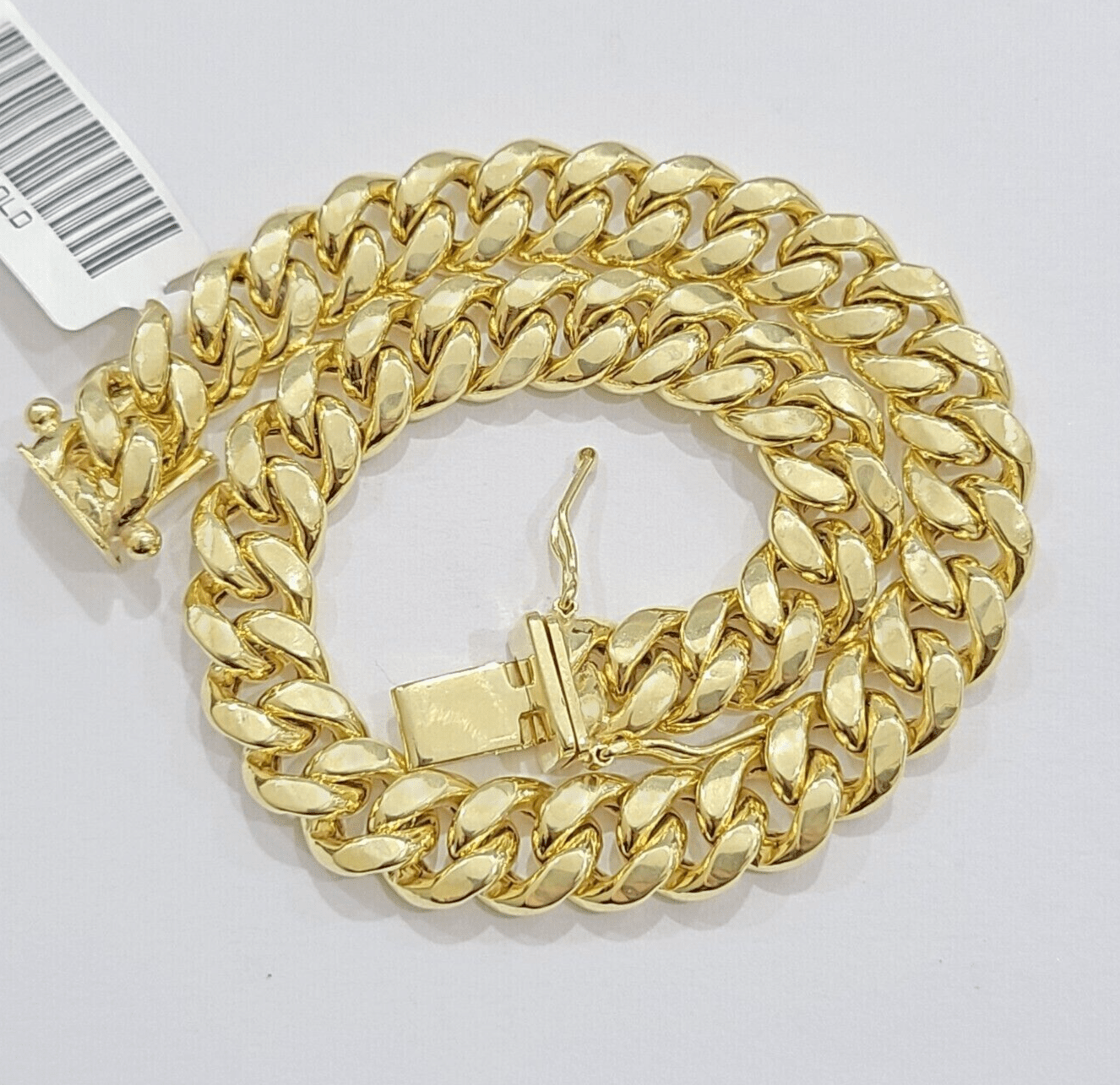 Real 10k Gold Bracelet 7 inch 8mm Miami Cuban Link Box Clasp Strong Men Women - GoldenlinQ